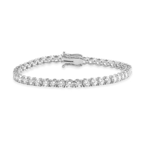Bright White Privilege Round Lab Grown Diamond Tennis Bracelet in 14K White Gold 9.50ct,EF,VS1 VS2