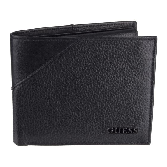 Men's Leather Passcase Bifold Wallet- Black