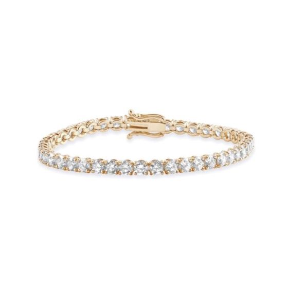Bright White Privilege Round Lab Grown Diamond Tennis Bracelet in 14K Yellow Gold 8.50ct,EF,VS1 VS2