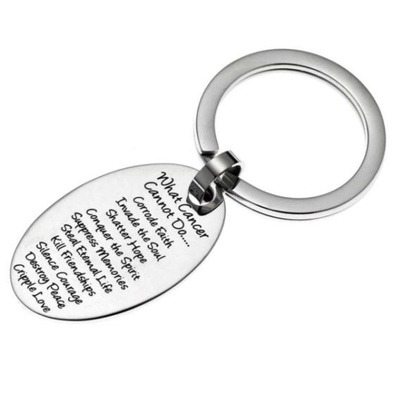 Joyful Sentiments What Cancer Cannot Do Oval Key Ring