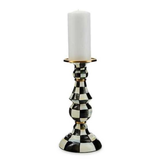 Sterling Check Large Pillar Candlestick