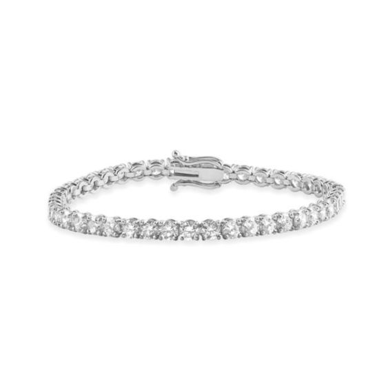 Bright White Privilege Round Lab Grown Diamond Tennis Bracelet in 14K White Gold 7.50ct,EF,VS1 VS2