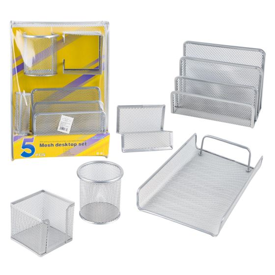 Silver Mesh 5 Pc. Office Desktop Set