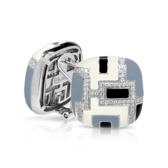 Belle Etoile Round Cubic Zirconia studded Art Deco Earrings - 925 Sterling Silver.