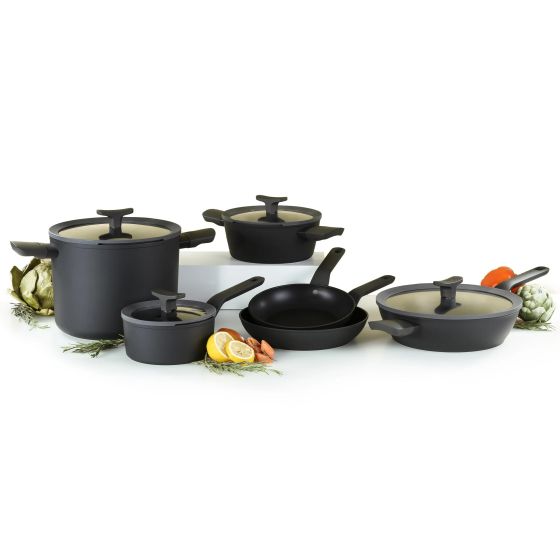 Leo 10pc Ceramic NS Cookware Set, Dark Grey