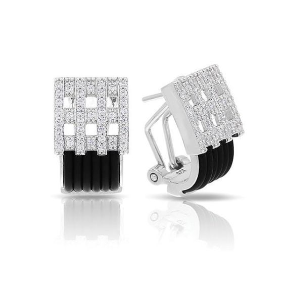 Belle Etoile Round Cubic Zirconia studded Black background Vista Earrings - 925 SS.