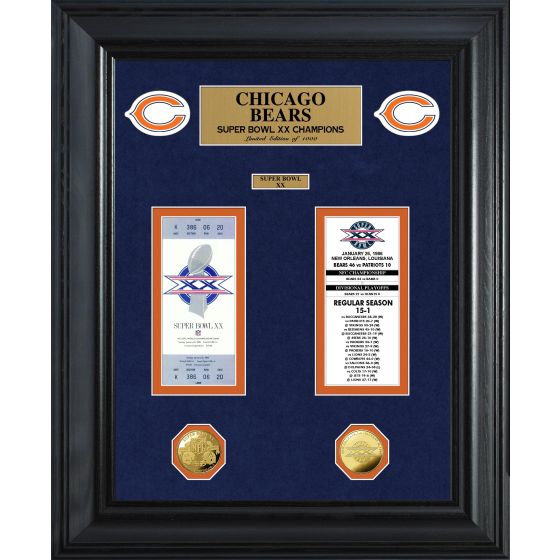 Chicago Bears Super Bowl Champions Deluxe Gold Coin Ticket Collection