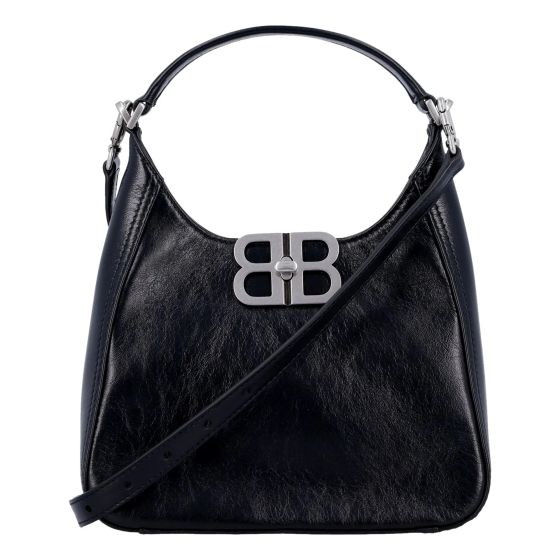 Balenciaga BB Soft Hobo Black Calfskin Leather Black Mini Shoulder Bag