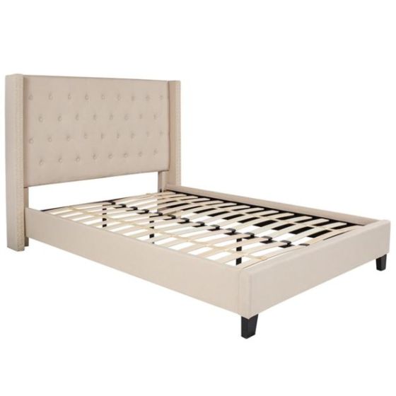Beige King Size Riverdale Platform Bed Frame