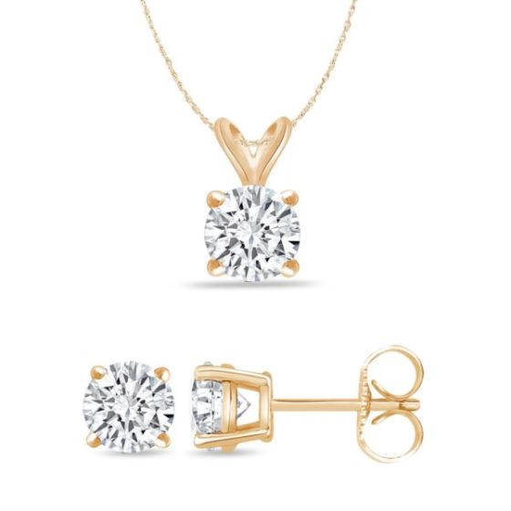 Bright White Round Lab Grown Diamond Set  in 14K Yellow Gold 0.12ct, Color-FG, Clarity-VVS