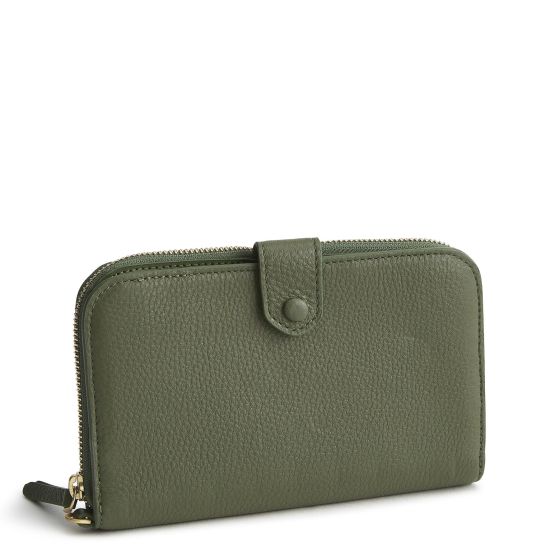 Large Tab Wallet-Bronze Green-Leather