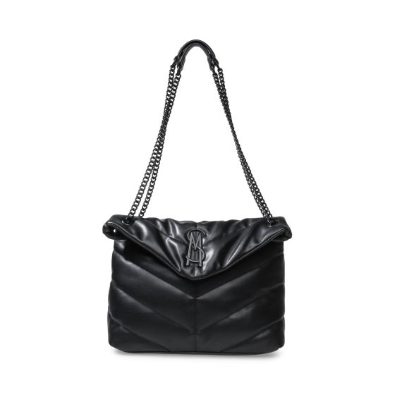 BBRITTA Quilted Large Flap Shoulder Bag - Black