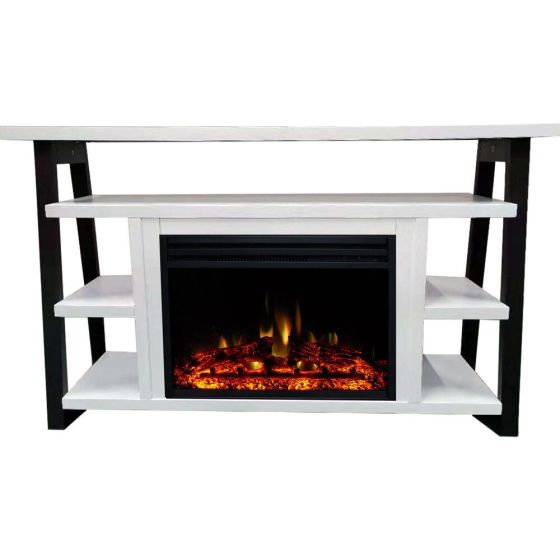 53-In. Sawyer Industrial Electric Fireplace Mantel with Enhanced Log Display and Color Changing Flam