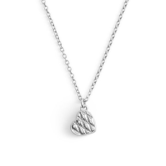 Quilted Heart Pendant - Rhodium