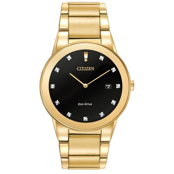 Men's Axiom Diamond Eco Drive Watch - Gold Tone SS