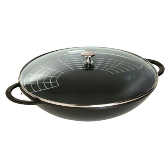 6qt Cast Iron Wok Matte Black