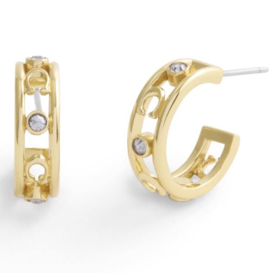 Signature C Open Hoop Earrings - Gold
