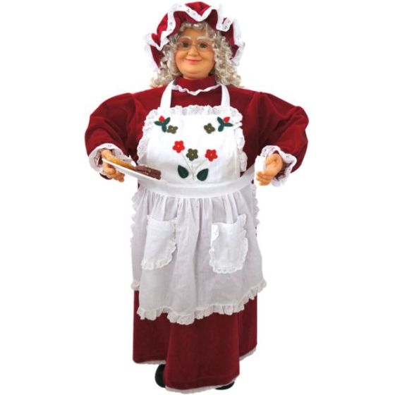 3-Ft. Music and Motion Baking Mrs. Claus with Apron and Christmas Cookies, Animated Indoor Holiday H