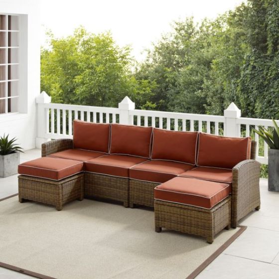 Bradenton 4Pc Wicker Outdoor Sectional Patio Furniture Set