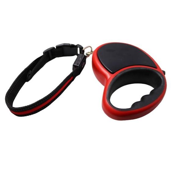 23' Heavy Duty Retractable Dog Leash with Rechargeable Lighted Collar