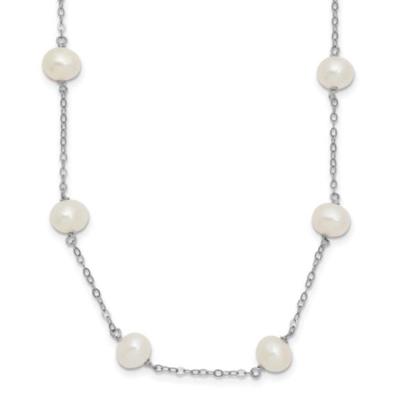 Sterling Silver 7mm Freshwater Cultured Pearl Necklace 16