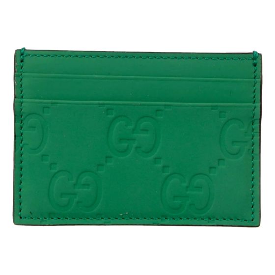 Gucci GG Leather Rubber Effect Green Card Holder Wallet