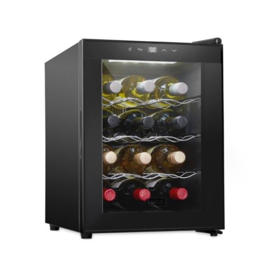 Schmecke 12 Bottle Thermoelectric Wine Cooler, Quiet Freestanding Wine Fridge, Black