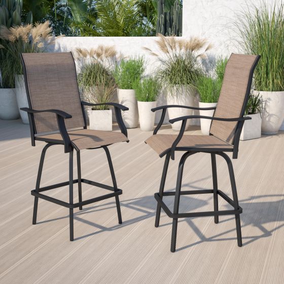 Outdoor Stool - 30 inch Patio Bar Stool / Garden Chair, Brown (Set of 2)