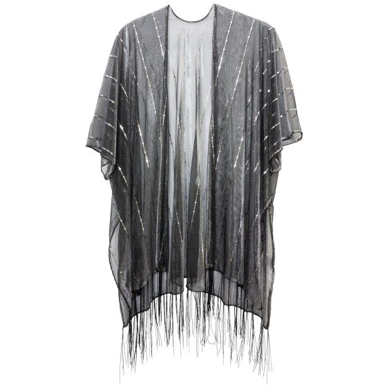 Solid Fringe and Stripe Holograms Kimono