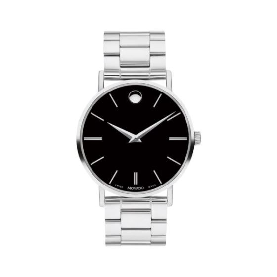 Mens Corporate Exclusive Silver-Tone Stainless Steel Watch Black Dial