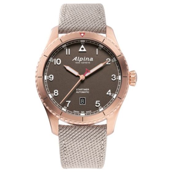 Men's Alpina Startimer Polyurethane Strap watch, Brown dial