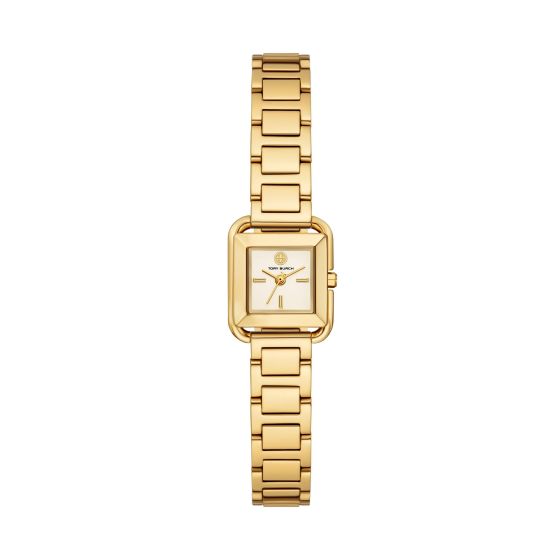 Ladies Mini Kira Gold-Tone Stainless Steel Square Watch Ivory Dial