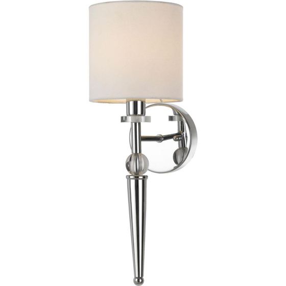 Merritt Wall Sconce with Crystal Accents and Round Lampshade for Hardwire Installation Only, Shiny C