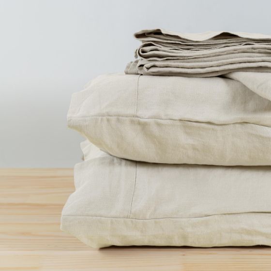 Stonewashed Linen Sheet Sets Cal King Oatmeal
