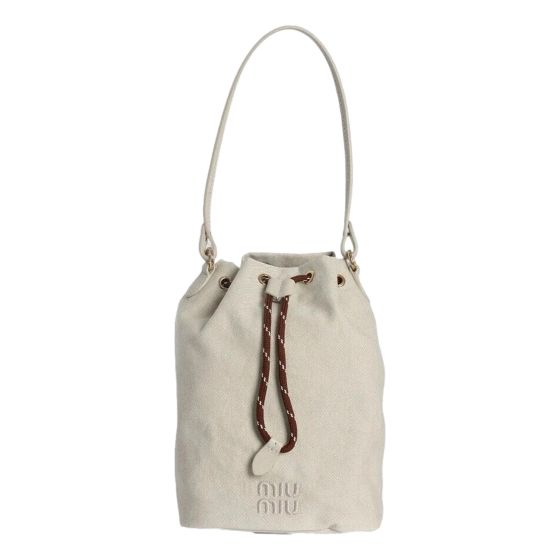Miu Miu Gabardine Mini Bucket Bag in White