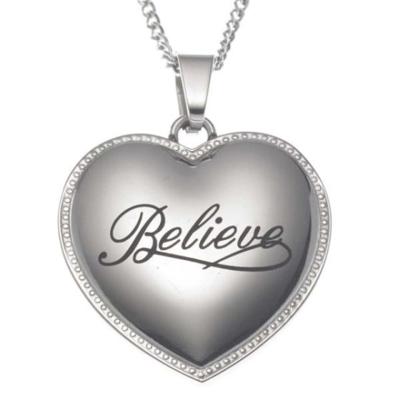 Joyful Sentiments Believe Heart Pendant Necklace