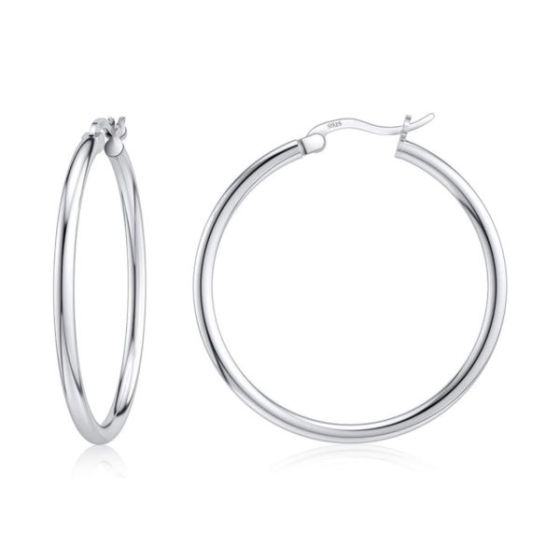 Sterling Silver 20MM Classic French Lock Hoops
