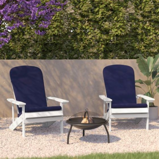 Indoor/Outdoor Green Adirondack Chairs with Blue Cushions - Set of 2