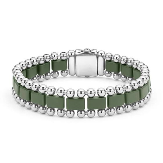 Men's Matte Hunter Green Ceramic Link Bracelet