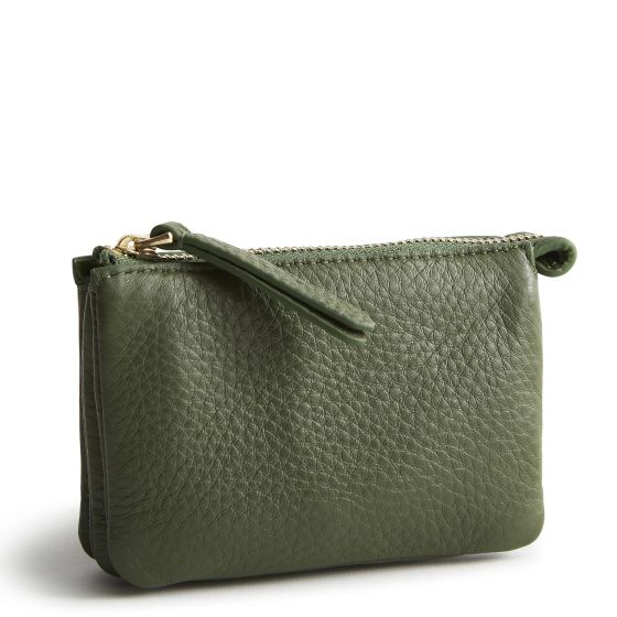 Accordion Card Case-Bronze Green-Leather