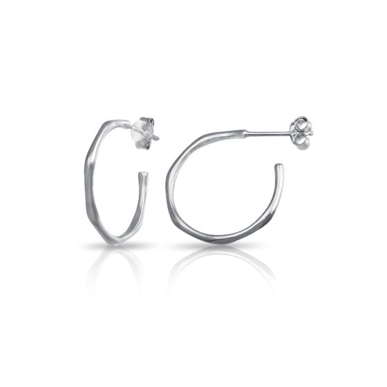 PARIKHS Rhodium Plated Large semi Hoop Earrings in 925 Sterling Silver