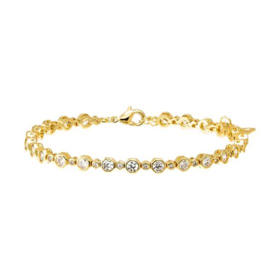CZ Bezel Multi Graduated Tennis Bracelet Size 7.5