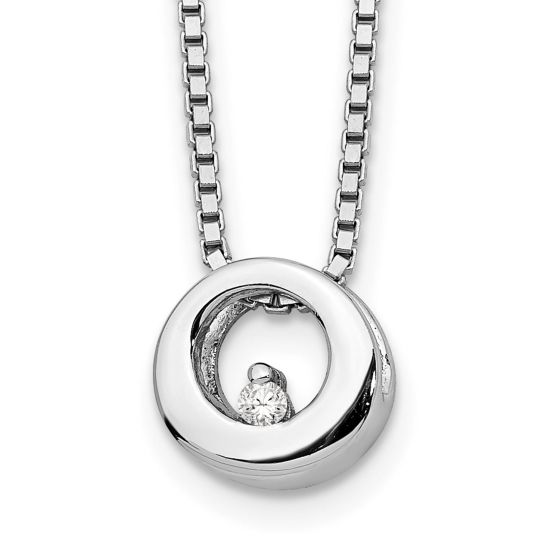 White Ice Sterling Silver RH Plated White Ice .02ct Diamond Circle 18