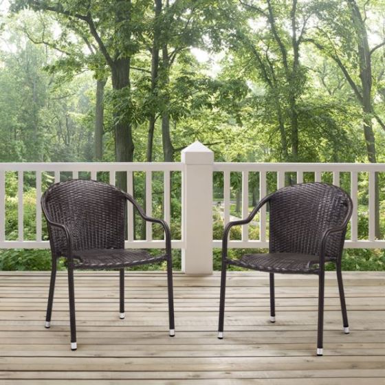 Palm Harbor 2Pc Stackable Wicker Outdoor Chair Set
