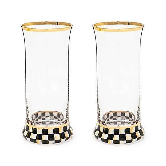 Sterling Check Highball Glass, Set of 2