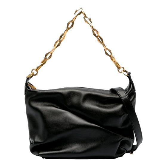 Jimmy Choo Soft Calfskin Black Diamond Chain Hobo Bag