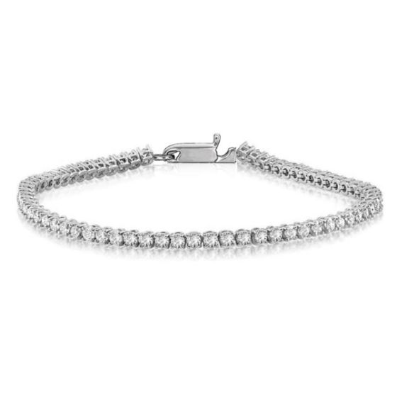 Bright White Privilege Round Lab Grown Diamond Tennis Bracelet in 14K White Gold 3.50ct,EF,VS1 VS2
