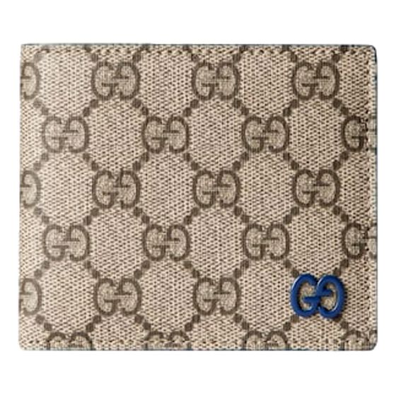 Gucci GG Supreme Coated Canvas Blue Emblem Coin Wallet Bifold