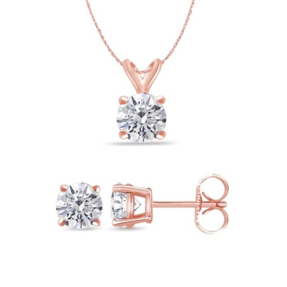 Bright White Round Lab Grown Diamond Set  in 14K Rose Gold 0.20ct, Color-FG, Clarity-VS