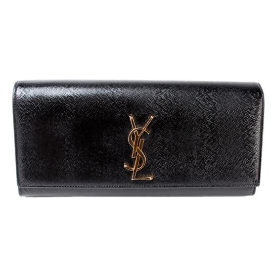 Saint Laurent Cassandre Classic Monogram Black Leather Clutch